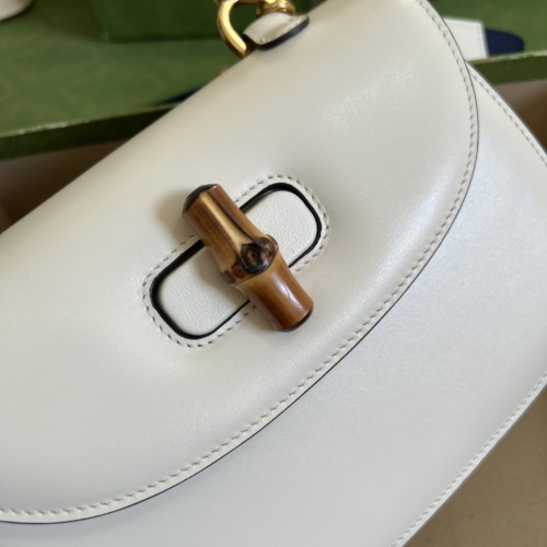 Gucci Womens Bags Handbags Shoulder Messenger Bags Luxury Brand Gucci Bamboo 1947 small top handle bag in white leather 675797 10ODT 8454 with Original Box