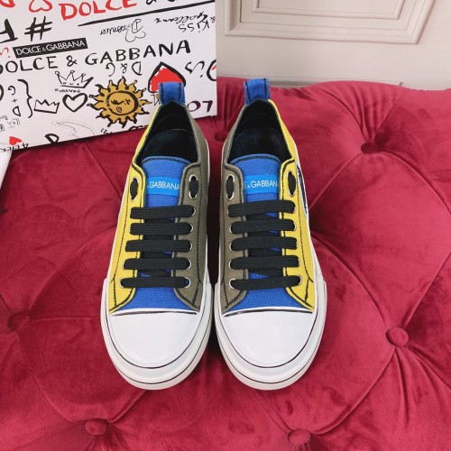 Dolce&Gabbana Womens Shoes Sneakers Fashion Type Luxury Brand Two-tone canvas Portofino Light Low-top sneakers with DG logo with Original Box