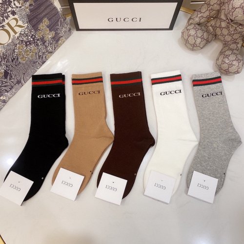 Gucci Socks 5 Pairs with Original Box Luxury Brand Breathable Gucci Sock