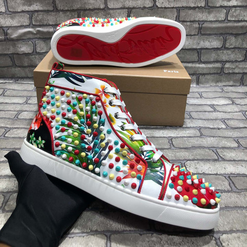 Christian Louboutin Mens Shoes Luxury Brand Red Bottom Design Louis Junior Spikes Flat with Original Box CL sneakers