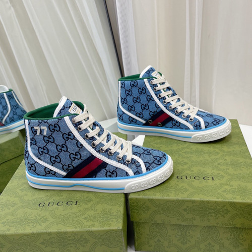 Gucci Womens Shoes Fashion Type Luxury Brand Leather Women's Gucci Tennis 1977 high top sneaker with Original Box