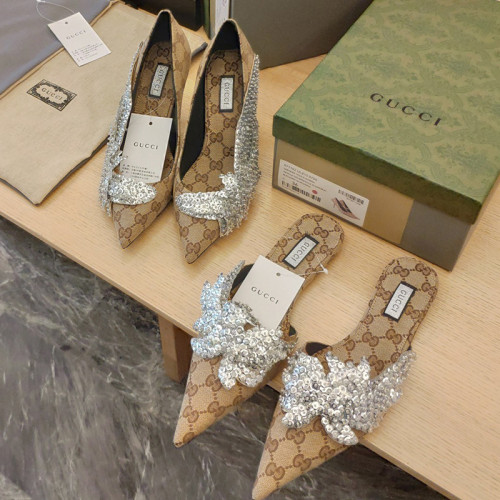 Gucci x Balenciaga Womens Shoes Slingback Pumps High Heel Luxury Brand Wedding Fashion Shoes for Women with Original Box