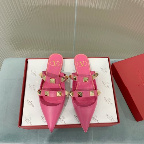 Valentino Women Shoes Mule Flip Flop Sandals ROMAN STUD FLAT MULE IN CALFSKIN with Original Box Luxury Brand