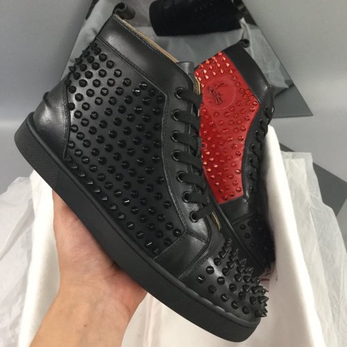 Christian Louboutin Mens Shoes Luxury Brand Red Bottom Design Louis Junior Spikes Flat with Original Box CL sneakers