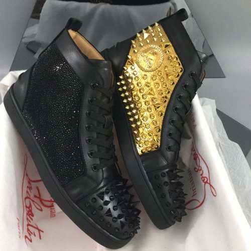 Christian Louboutin Mens Shoes Luxury Brand Red Bottom Design Louis Junior Spikes Flat with Original Box CL sneakers