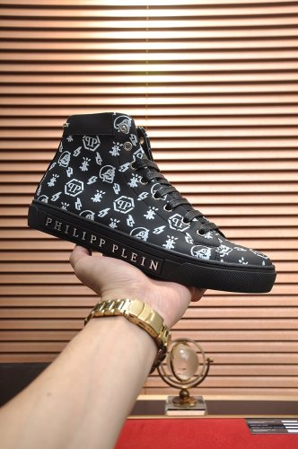 Philipp Plein Men Shoes Sneakers High Top Sneaker Fashion Design Luxury Brand Ankle Boots with Original Box