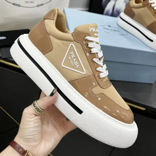 Prada Womens Shoes Casual Luxury Brand Breathable Prada Macro Re-Nylon and brushed leather sneakers 1E661M_3LF5_F0009_F_045 with Original Box
