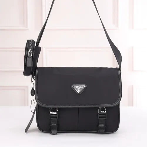 Prada Mens Bag Nylon and Saffiano Leather Bag with Strap
