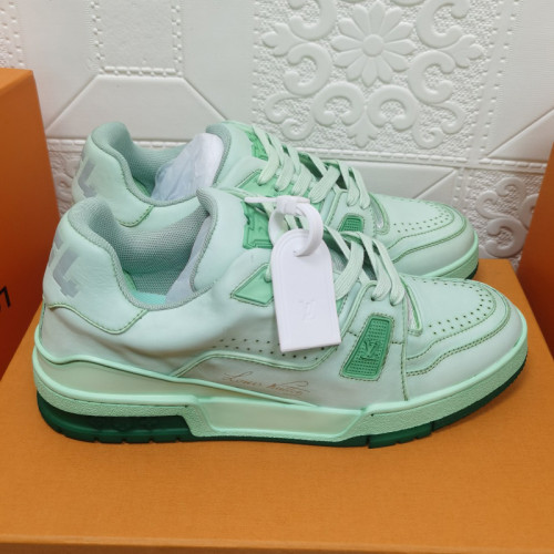 Louis Vuitton Womens Shoes Fashion Sneakers Design Luxury Brand LV TRAINER SNEAKER Mix of materials with Original Box 1A9JI9