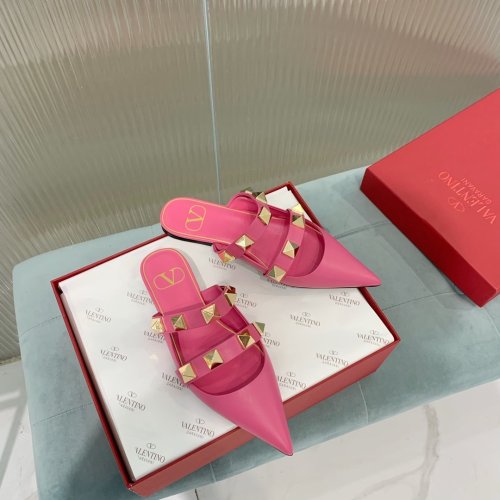 Valentino Women Shoes Mule Flip Flop Sandals ROMAN STUD FLAT MULE IN CALFSKIN with Original Box Luxury Brand