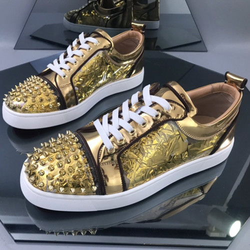 Christian Louboutin Mens Shoes Luxury Brand Red Bottom Design Louis Junior Spikes Flat with Original Box CL sneakers