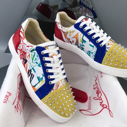 Christian Louboutin Mens Shoes Luxury Brand Red Bottom Design Louis Junior Spikes Flat with Original Box CL sneakers