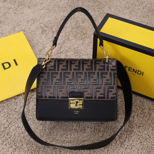 Fendi Womens Bags Shoulder Bags Handbags Luxury Brand FENDI Kan U leather bag with Original Box