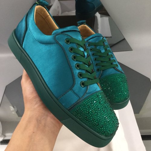 Christian Louboutin Mens Shoes Luxury Brand Red Bottom Design Louis Junior Spikes Flat with Original Box CL sneakers