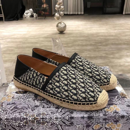 Dior Women Shoes Luxury Brand Design Dior Espadrille Nude Mesh Embroidery Womens Shoes with Original Box