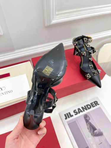 Valentino Women Shoes Mule Flip Flop Sandals ROMAN STUD SLIDE SANDAL IN QUILTED NAPPA with Original Box Luxury Brand 8cm Heel Design