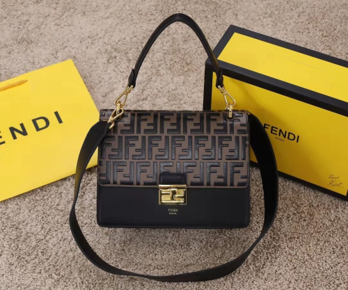Fendi Womens Bags Shoulder Bags Handbags Luxury Brand FENDI Kan U leather bag with Original Box
