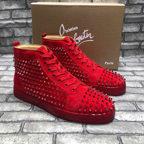 Christian Louboutin Mens Shoes Luxury Brand Red Bottom Design Louis Junior Spikes Flat with Original Box CL sneakers