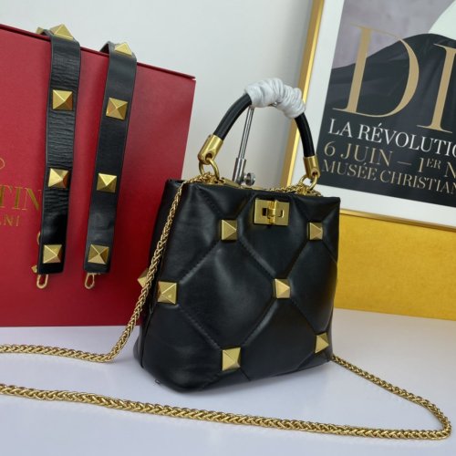 Valentino Womens Bags Crossbody Bags Handbags Luxury Brand SMALL ROMAN STUD THE HANDLE BAG IN NAPPA WW2B0I97BSF0NO with Original Box