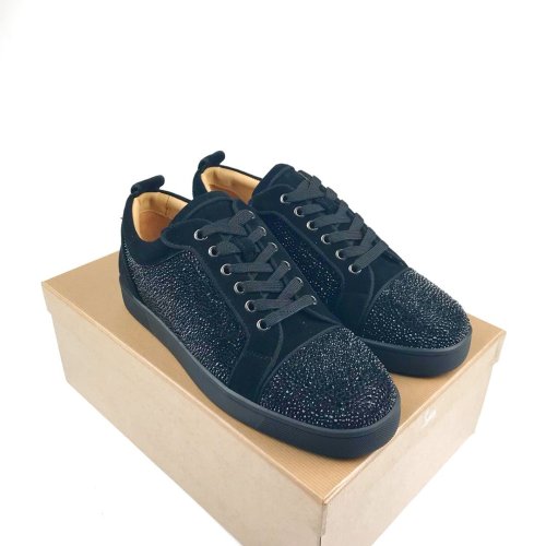 Christian Louboutin Mens Shoes Luxury Brand Red Bottom Design Louis Junior Spikes Flat with Original Box CL sneakers