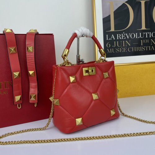Valentino Womens Bags Crossbody Bags Handbags Luxury Brand SMALL ROMAN STUD THE HANDLE BAG IN NAPPA WW2B0I97BSFJU5 with Original Box