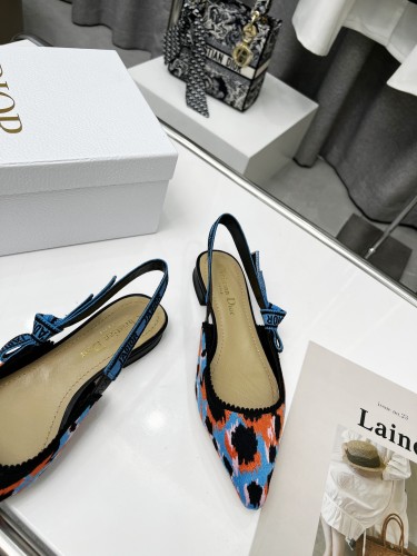 Dior Women Shoes Pumps Luxury Design Fashion Type Heel Shoes for Wedding Style J'ADIOR SLINGBACK PUMP Blue Multicolor Mizza Cotton Embroidery KCP866MMR_S57P with Original Box