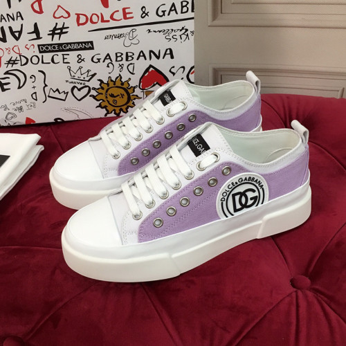 Dolce&Gabbana Womens Shoes Sneakers Fashion Type Luxury Brand Two-tone canvas Portofino Light Low-top sneakers with DG logo with Original Box