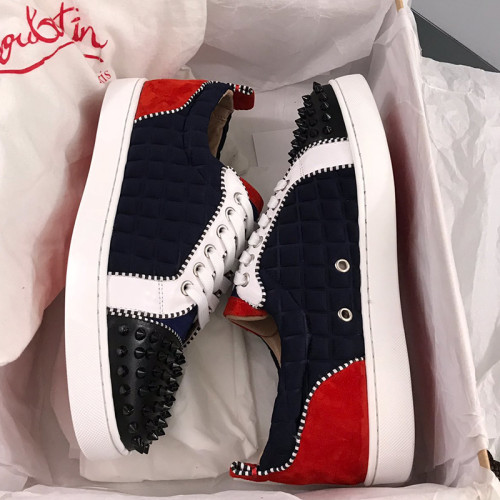 Christian Louboutin Mens Shoes Luxury Brand Red Bottom Design Louis Junior Spikes Flat with Original Box CL sneakers