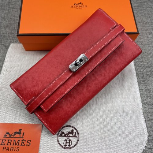 Hermes Womens Mens Wallets Purse Kelly Bag Clutch Leather Design Coin Bag with Original Box