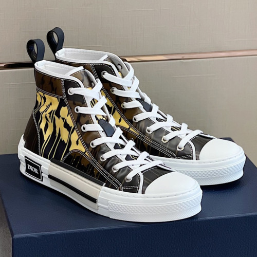 Dior Mens Shoes Sneakers Casual Luxury Brand B23 HIGH-TOP SNEAKER Dior Oblique Canvas with Original Box 3SH118ZMK_H761