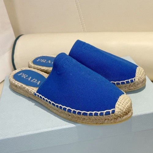 Prada Womens Shoes Casual Luxury Brand Breathable Hemp espadrilles Shoes Sandals Slippers with Original Box