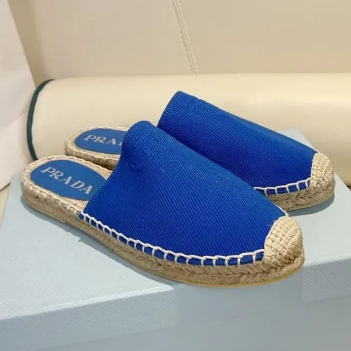 Prada Womens Shoes Casual Luxury Brand Breathable Hemp espadrilles Shoes Sandals Slippers with Original Box