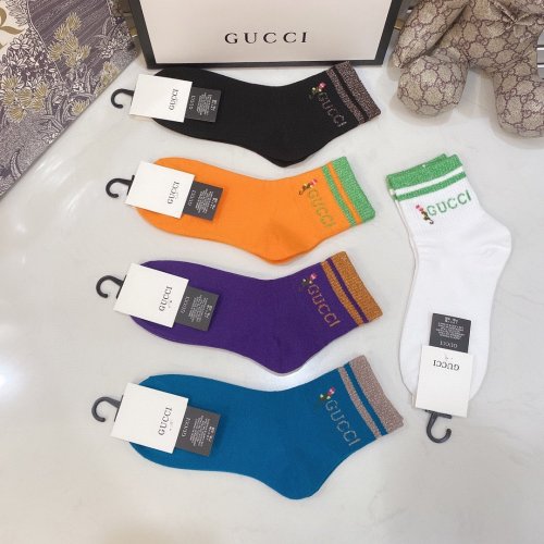 Gucci Socks 5 Pairs with Original Box Luxury Brand Breathable Gucci Sock