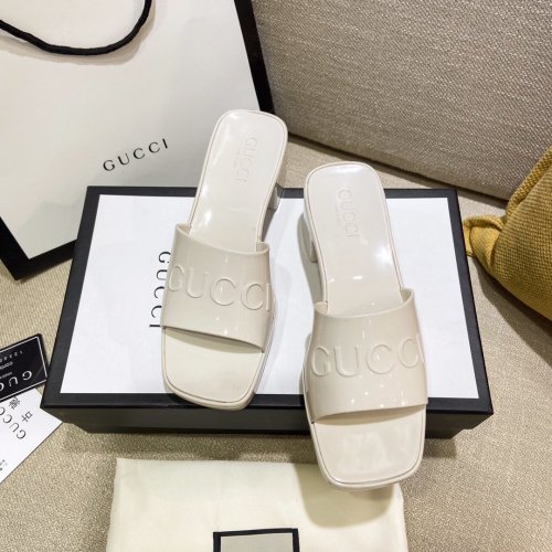 Gucci Womens Shoes Sandals Slides Slippers Luxury Brand Thick Sole 5cm Heel Design Women's GG slide sandal with Original Box