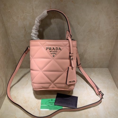 Prada Womens Bag Leather Shoulder Bag Bucket Bag