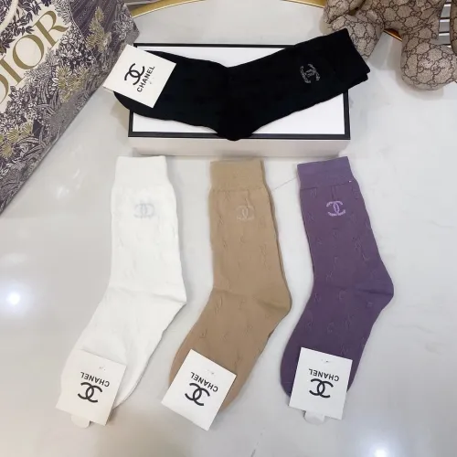 Chanel Socks 4 Pairs with Original Box Luxury Brand Breathable Chanel Sock