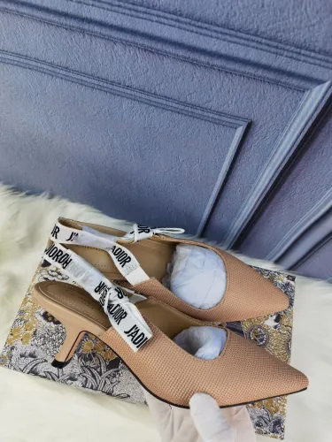 Dior Women Shoes Luxury Design Fashion Type High Heel Shoes for Wedding Style J'ADIOR SLINGBACK PUMP Nude Technical Fabric KCC200TFL_S21U
