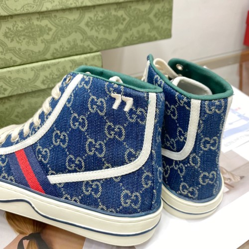 Gucci Womens Shoes Fashion Type Luxury Brand Leather Women's Gucci Tennis 1977 high top sneaker with Original Box