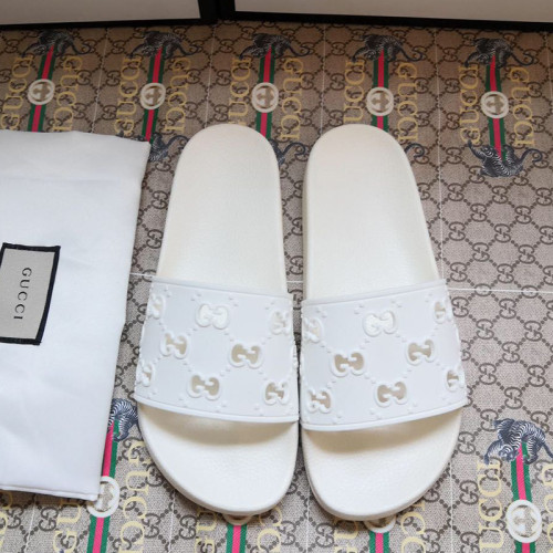 Gucci Women Shoes Flat Sandals Slippers Luxury Brand Women's rubber GG slide sandal with Original Box 573922 JDR00 9014