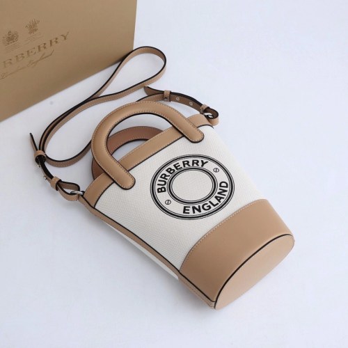 Burberry Womens Bag Logo Graphic Cotton Canvas Peggy Bucket Bag