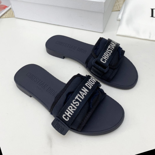 Dior Womens Shoes Sandals Slippers Slide Luxury Brand DIO(R)EVOLUTION SLIDE Shiny Technical Fabric with Dior Oblique Print with Original Box