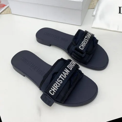 Dior Womens Shoes Sandals Slippers Slide Luxury Brand DIO(R)EVOLUTION SLIDE Shiny Technical Fabric with Dior Oblique Print with Original Box