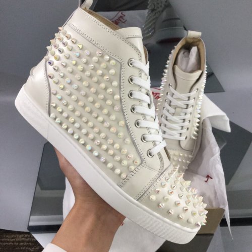Christian Louboutin Mens Shoes Luxury Brand Red Bottom Design Louis Junior Spikes Flat with Original Box CL sneakers