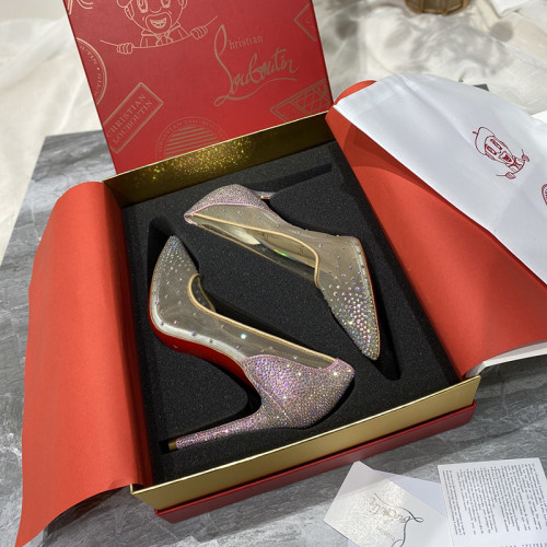 Christian Louboutin Womens Shoes Follies Strass High Heels Shoes Pumps 10CM