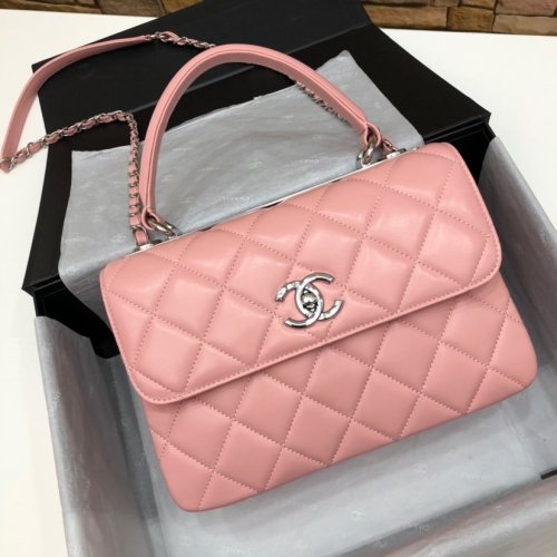 Chanel Womens Shoulder Bags Luxury Brand with Original Box Small Flap Bag With Top Handle Lambskin & Silver-Tone Metal