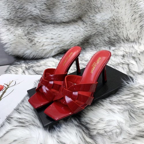 Saint Laurent YSL Womens Shoes TRIBUTE HEELED MULES IN SMOOTH LEATHER 9CM