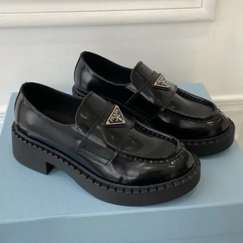 Prada Women Shoes Casual Design Luxury Brand Monolith pointy brushed leather loafers 1D663M_055_F0009_F_055 with Original Box