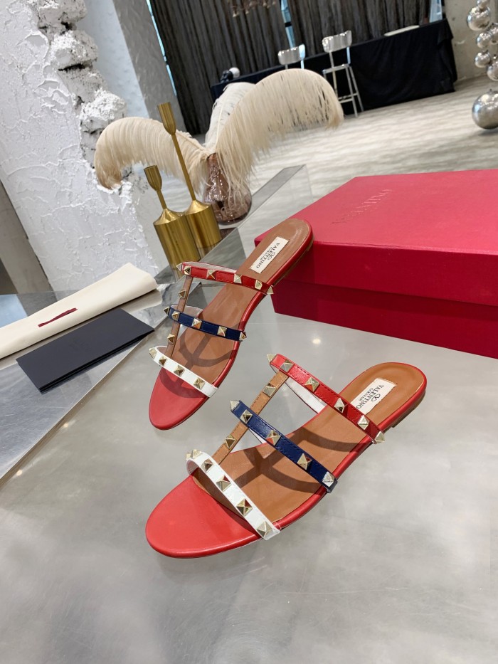 Valentino Women Shoes Mule Flip Flop Sandals ROMAN STUD SLIDE SANDAL IN QUILTED NAPPA with Original Box Luxury Brand