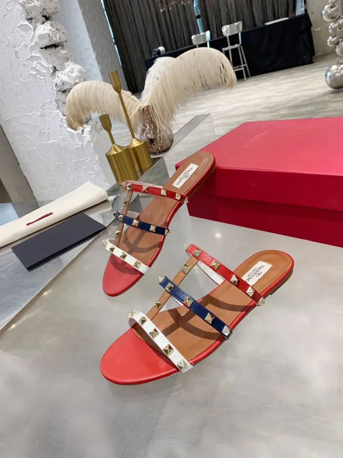 Valentino Women Shoes Mule Flip Flop Sandals ROMAN STUD SLIDE SANDAL IN QUILTED NAPPA with Original Box Luxury Brand