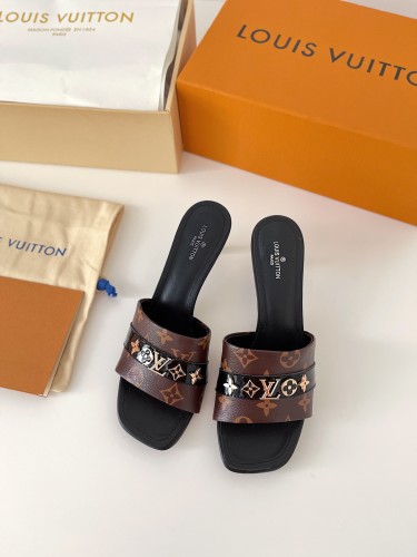 Louis Vuitton Womens Shoes Sandals Slippers Luxury Brand REVIVAL MULE 1A8W32 calf leather with Original Box 5.5cm Heel